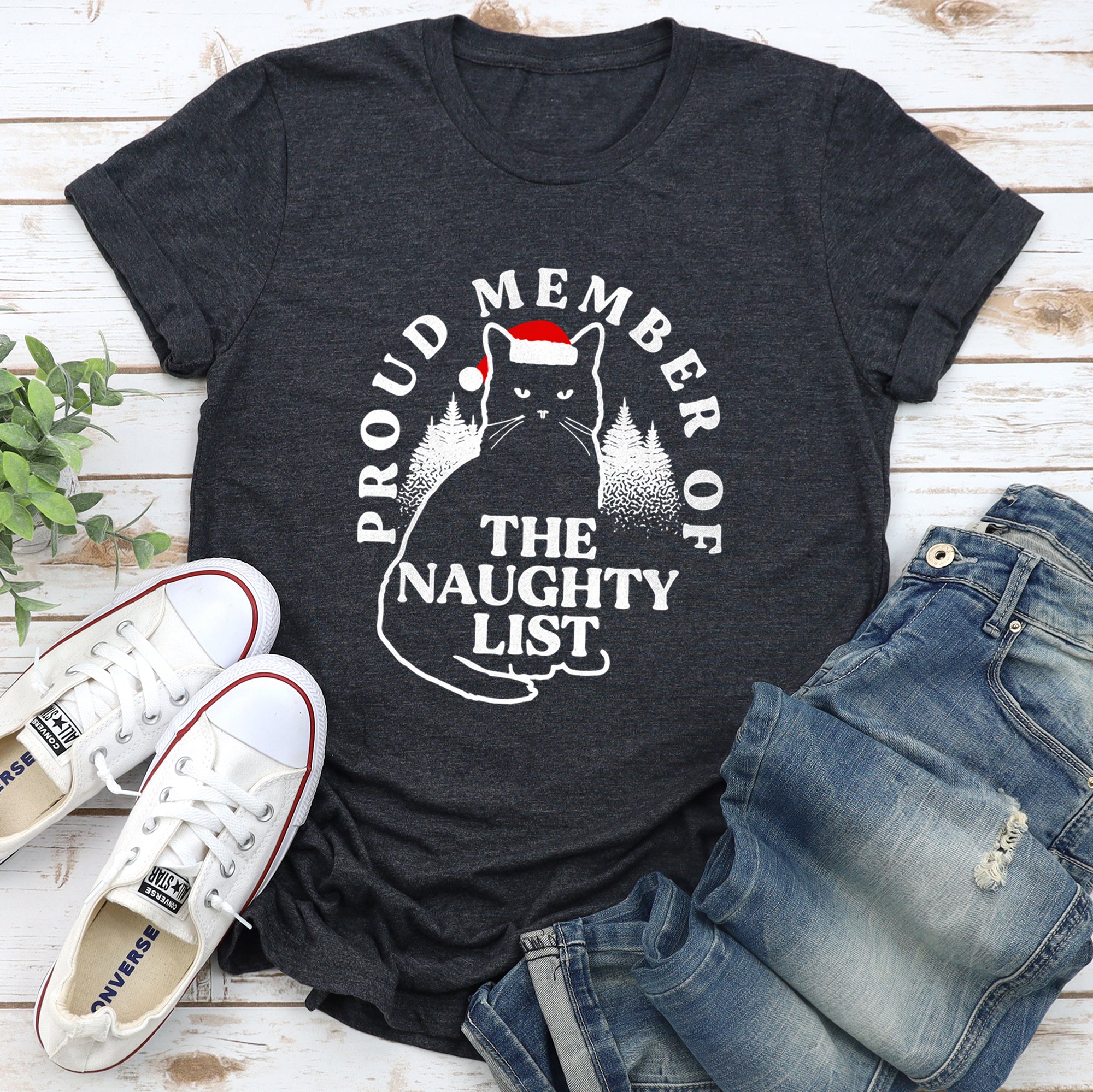 Proud Member Of The Naughty List, Cat, Christmas, Santa Super Style Tshirt Comfort Colors T-Shirt