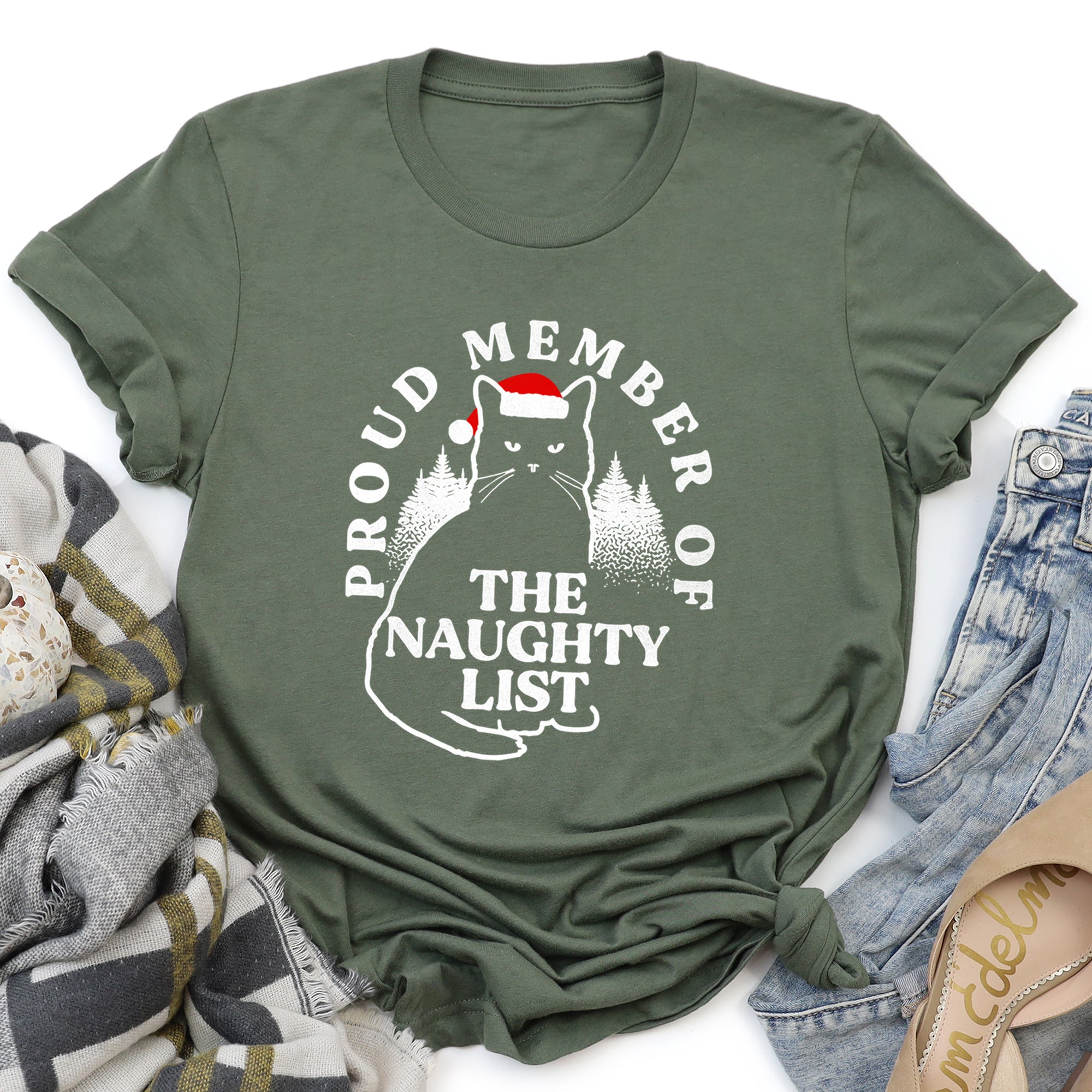 Proud Member Of The Naughty List, Cat, Christmas, Santa Super Style Tshirt Comfort Colors T-Shirt