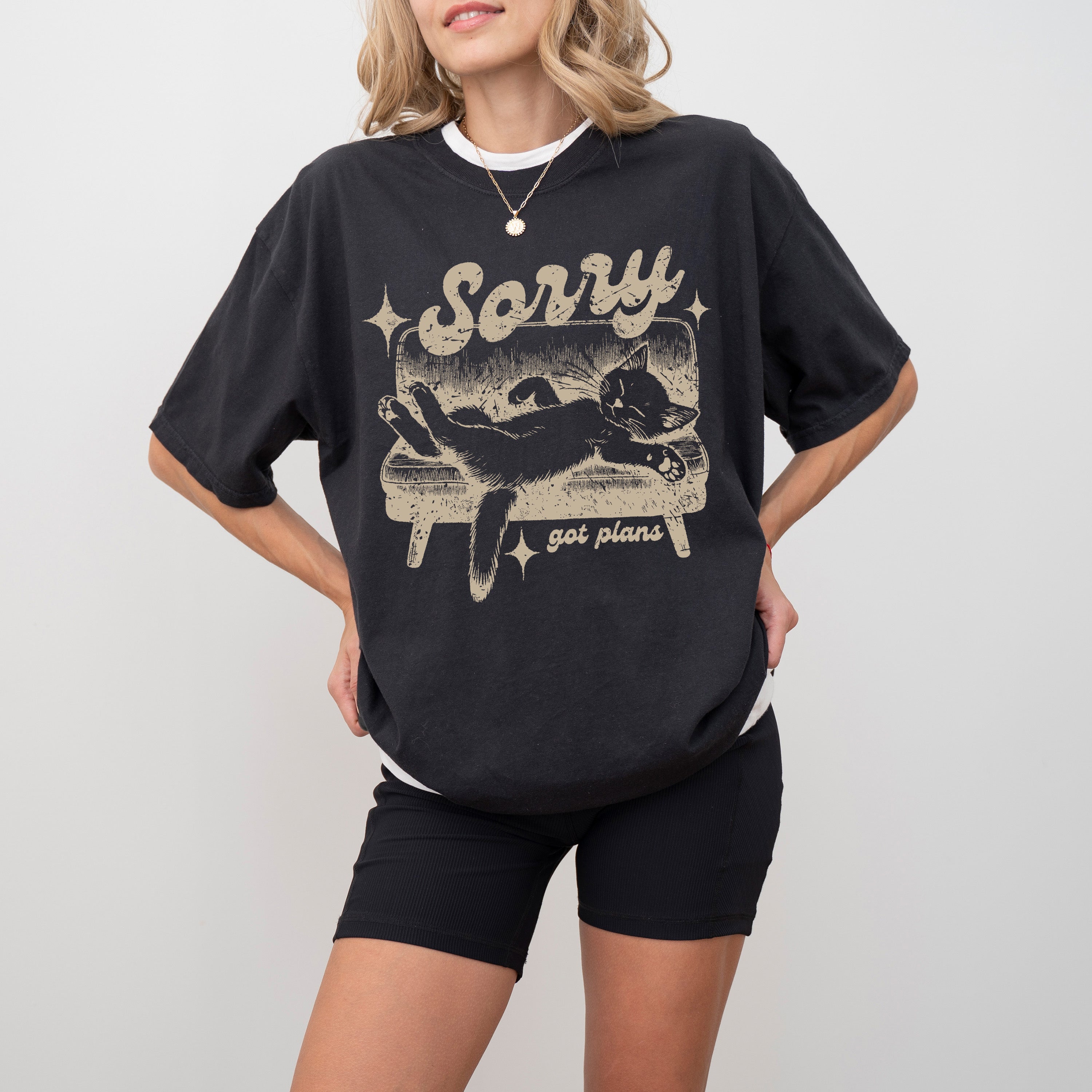 Sorry, Got Plans, Lazy Cat, Aesthetic, Funny, Meme, Tshirt Comfort Colors T-Shirt
