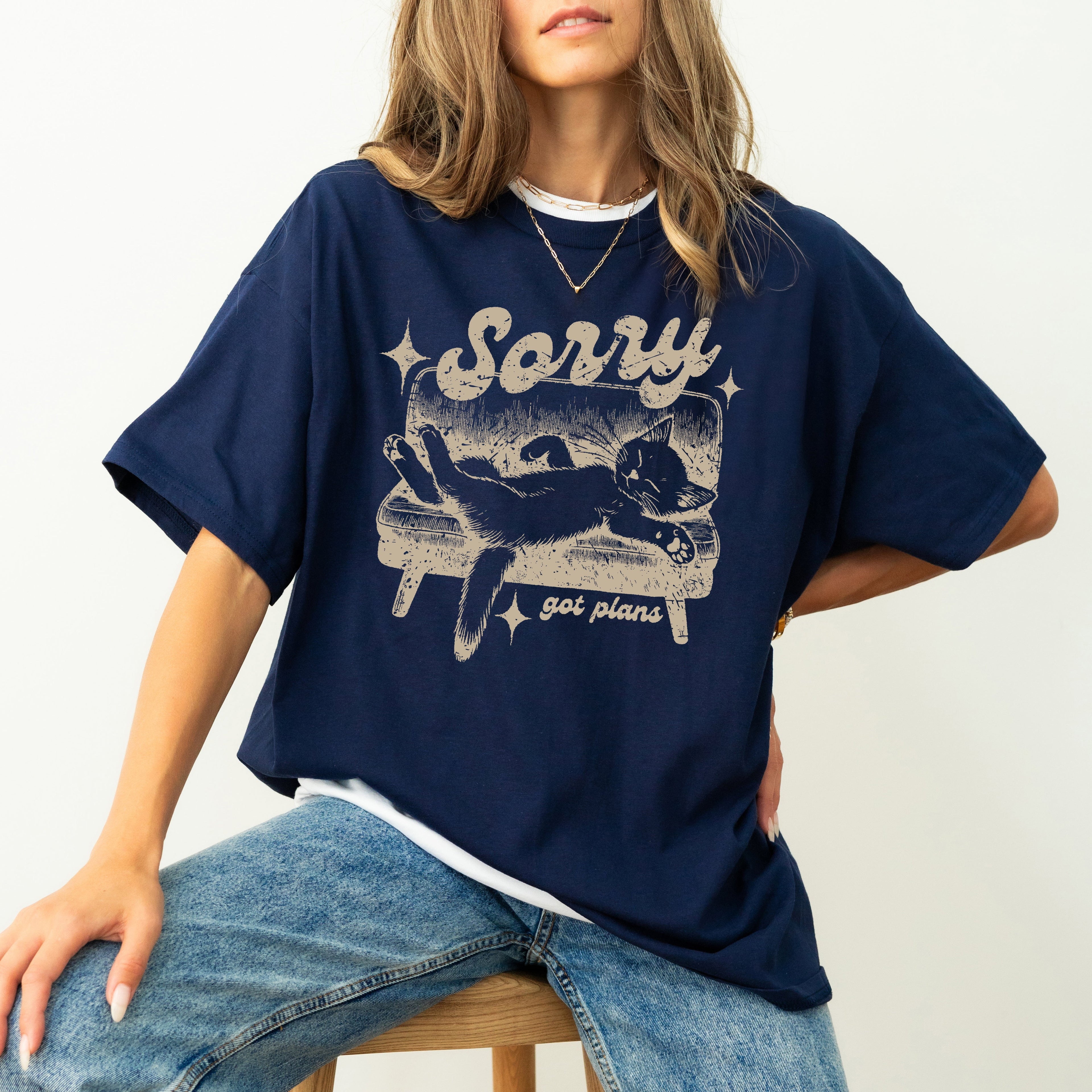 Sorry, Got Plans, Lazy Cat, Aesthetic, Funny, Meme, Tshirt Comfort Colors T-Shirt
